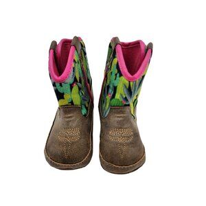 Ariat Kids Roswell Western Booties With Cactus Print & Pink Accents